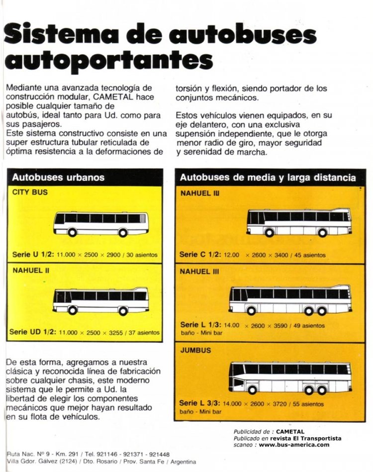 Cametal
Publicidad de carrocería CAMETAL
Publicado en revista El Transportista
