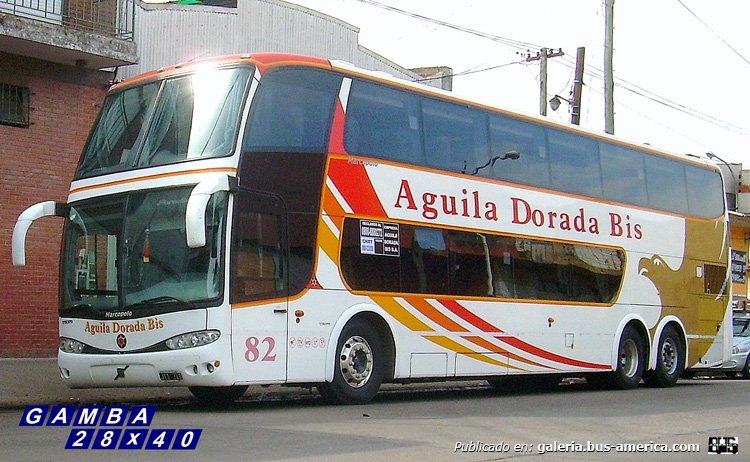 Volvo B12R - Marcopolo Paradiso 1800 DD G6 (en Argentina) - Águila Dorada Bis
JTI 314
Interno 82

Colección: Gamba 28x40
Palabras clave: Gamba / Larga