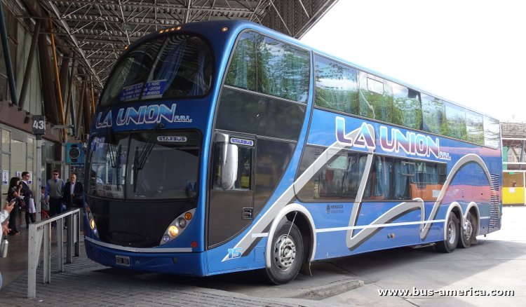 Mercedes-Benz O 500 RSD - Metalsur Starbus 405 - La Union
GDX 967
[url=https://bus-america.com/galeria/displayimage.php?pid=61289]https://bus-america.com/galeria/displayimage.php?pid=61289[/url]

Línea 620 (Prov. Mendoza), interno 15
