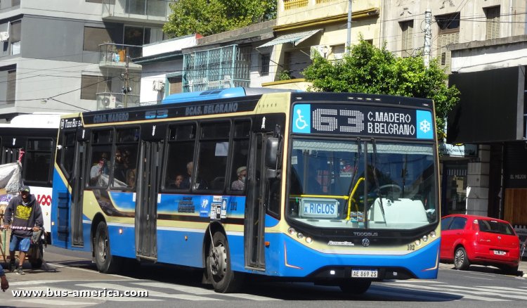 Volkswagen 18.280 OT LE - Todo Bus Retiro - Bernardino Rivadavia
AE 869 ZS

Línea 63 (Buenos Aires), interno 102
