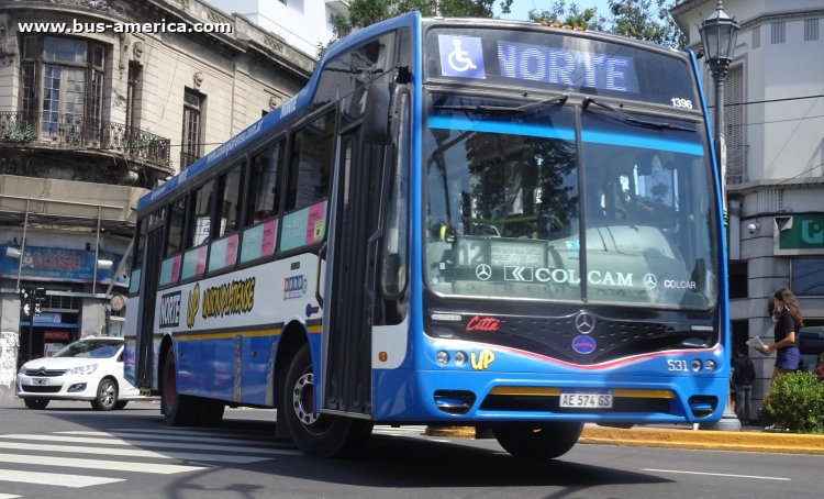 Mercedes-Benz OF 1621 - Nuovobus Cittá - Norte , Unión Platense
AE 574 GS

Línea Norte [501] ramal 12 (Pdo. La Plata), interno 531 (1396)

