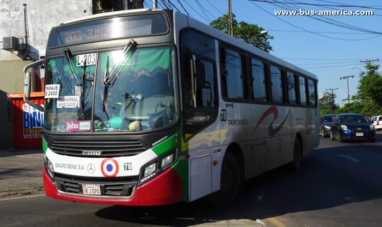 Mercedes-Benz OF 1418 - CAIO Apache Vip (en Paraguay) - Grupo Bene
HFJ 070

Línea 203 (Asunción), unidad 78
