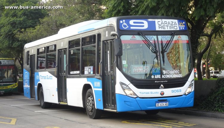 Agrale MT 17.0 LE - Marcopolo Novo Torino - Gral. Tomás Guido
AE 624 WB

Línea 9 (Buenos Aires), interno 9063

