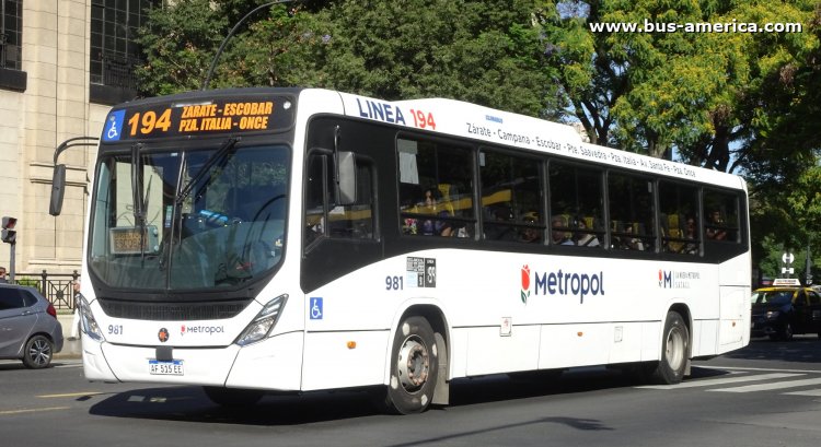 Scania K 250 B - Marcopolo Torino T356 - Metropol
AF 515 EE

Línea 194 (Buenos Aires), interno 981
