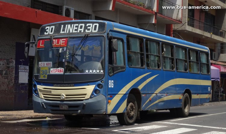 Mercedes-Benz OF 1418 - Neobus Mega (en Paraguay) - Vanguardia
BVL 214

Línea 30 (Asunción), interno 86
