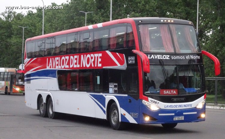 Scania K 400 B - Metalsur Starbus 3 405 - La Veloz del Norte
AA 996 GI

La Veloz del Norte, interno 4367
