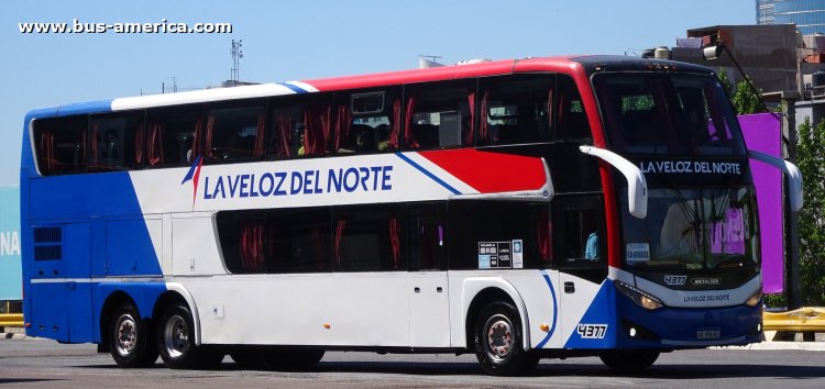 Scania K 400 B - Metalsur Starbus 3 405 - La Veloz del Norte
AA 996 HI
[url=https://bus-america.com/galeria/displayimage.php?pid=70101]https://bus-america.com/galeria/displayimage.php?pid=70101[/url]

La Veloz del Norte, interno 4377
