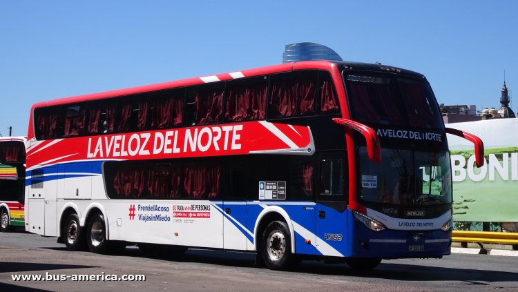 Scania K 400 B - Metalsur Starbus 3 405 - La Veloz del Norte
AF 123 AV

La Veloz del Norte, interno 4532

