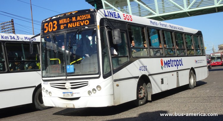 Mercedes-Benz OF 1519 - Metalpar Tronador 2010 - Metropol
AA 294 TO

Línea 503 (Pdo. Merlo), interno 4023
