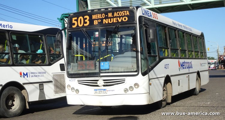 Mercedes-Benz OF 1519 - Metalpar Tronador 2010 - Metropol
AA 329 EA

Línea 503 (Pdo. Merlo), interno 4017

