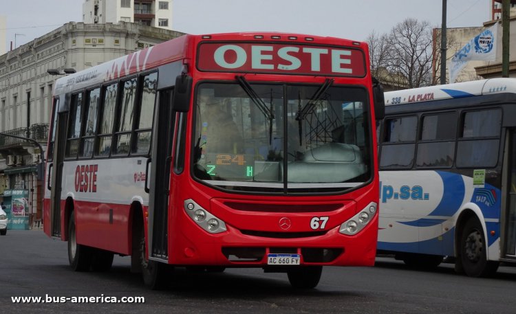 Mercedes-Benz OF 1621 - Metalpar Tronador Nueva Generación - Nueve de Julio
AC 660 FY

Línea Oeste 24 (504 - Pdo. La Plata), interno 67
