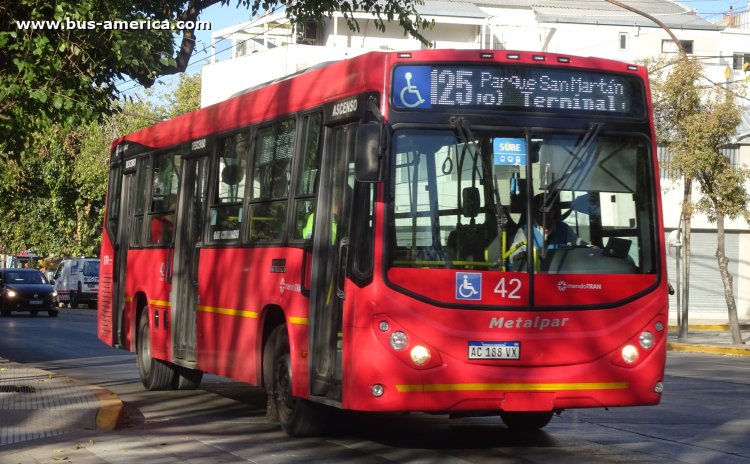 Mercedes-Benz OH 1621 L SB - Metalpar Iguazú Nueva Generación - Mendotran , STM
AC 188 VX

Línea 125 (Mendotran, Prov. Mendoza), interno 42
