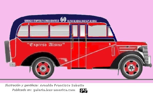 Chevrolet - Gnecco - Exp. Alsina
Línea 60 (Prov. Buenos Aires), interno 9 [1943 - 1947]

Ilustración y gentileza: Arnaldo Sabatto
