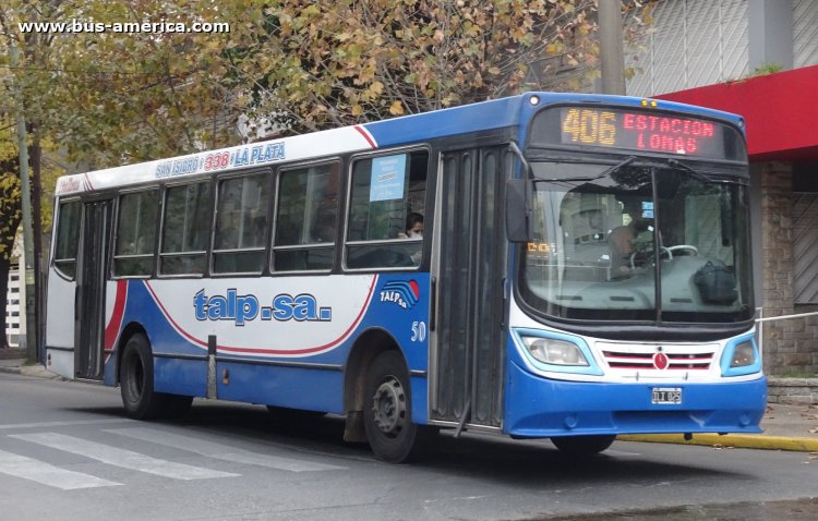 Mercedes-Benz OF 1722 - Italbus Bello - TALP
ILI 025
[url=https://bus-america.com/galeria/displayimage.php?pid=57392]https://bus-america.com/galeria/displayimage.php?pid=57392[/url]

Línea 406 (Prov. Buenos Aires), interno 50

Una rareza que no se veía desde hace casi dos décadas, cuando la empresa TALP línea 338 asume e integra parte del recorrido de la línea 54 a la línea 406, utilizando unidades de la línea madre 338 hasta asignarle su propio color y segregar con colores diferentes la 406 de la 338. 
Desde entonces esta fue la segunda vez que ví que utilizaron una unidad de la línea 338 en el servicio de la línea 406.¿Habrán empezado a rotar las unidades?
