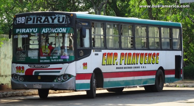 Mercedes-Benz OF - Busscar UrbanusS (en Paraguay) - Pirayuense
ABG 791

Línea 198 (Asunción), unidad 103
