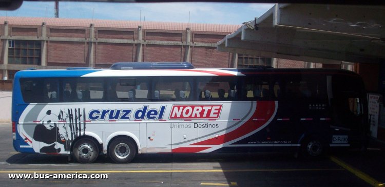 Volvo B12R - Comil Campione 3.65 (en Chile) - Cruz Del Norte
DL-FJ-30
[url=https://bus-america.com/galeria/displayimage.php?pid=69299]https://bus-america.com/galeria/displayimage.php?pid=69299[/url]

Cruz del Norte, unidad C-FJ30

