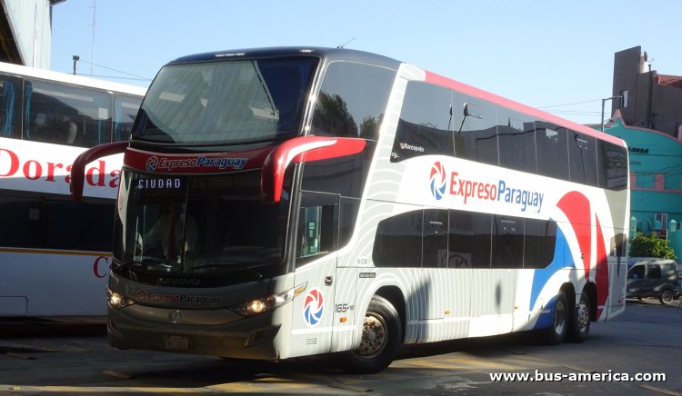 Mercedes-Benz O 500 RSD - Marcopolo G7 Paradiso 1800 DD (para Paraguay) - Exp. Paraguay
HEL 655
[url=https://bus-america.com/galeria/displayimage.php?pid=59552]https://bus-america.com/galeria/displayimage.php?pid=59552[/url]

Exp. Paraguay, interno 165-18
Línea internacional entre Argentina y Paraguay
