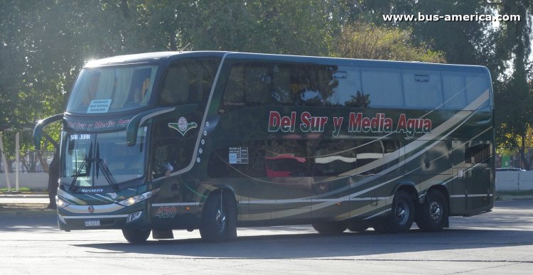 Mercedes-Benz O 500 RSD - Marcopolo G7 Paradiso 1800 DD (en Argentina) - Del Sur y Media Agua
AC 233 EJ
[url=https://bus-america.com/galeria/displayimage.php?pid=63114]https://bus-america.com/galeria/displayimage.php?pid=63114[/url]

Del Sur y Media Agua, interno 420
