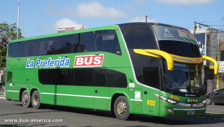Scania K 400 - Marcopolo G7 Paradiso 1800 DD (para Bolivia) - La Preferida Bus
4760 BSI

La Preferida Bus, unidad 0312
