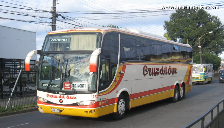 Volvo B12R - Marcopolo G6 Paradiso 1200 (en Chile) - Cruz Del Sur
ZS-21-05

Cruz del Sur, unidad 232
