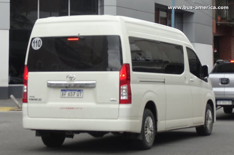Toyota Hiace Commuter 2.8 TDI 6AT 14 (en Argentina) - Aerotransfer
AF 657 UT

Aerotransfer (Prov.Tucumán)
