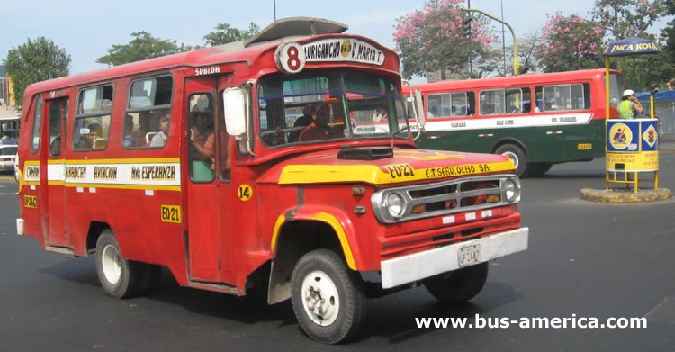 Dodge D 300 - Navarro - E.T. y Serv.Ocho
UP-2447
[url=https://bus-america.com/galeria/displayimage.php?pid=2421]https://bus-america.com/galeria/displayimage.php?pid=2421[/url]

Línea EO-21 (Lima), unidad 14
Ex línea 8

Estimo que este es otro ejemplar de la carroceria que provisoriamente denomino NN2


