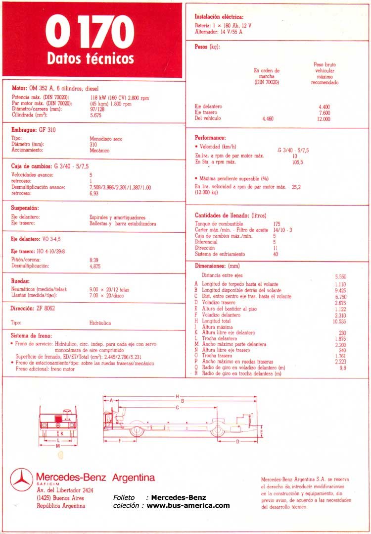 Mercedes Benz O 170 ( Folleto : Datos Tcnicos)
Folleto Mercedes-Benz O 170
