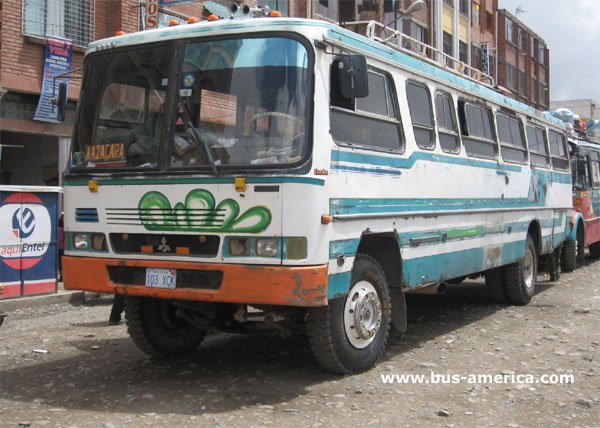 Fiat - San Antonio (en Bolivia) - Sindicato Machaca
103XCK
http://galeria.bus-america.com/displayimage.php?pos=-25562
http://galeria.bus-america.com/displayimage.php?pos=-25563
http://galeria.bus-america.com/displayimage.php?pos=-25564

Aunque en su frente tiene el simbolo de Mitsubishi , el chofer me aseguro que se trataba de un Mercedes-Benz 
