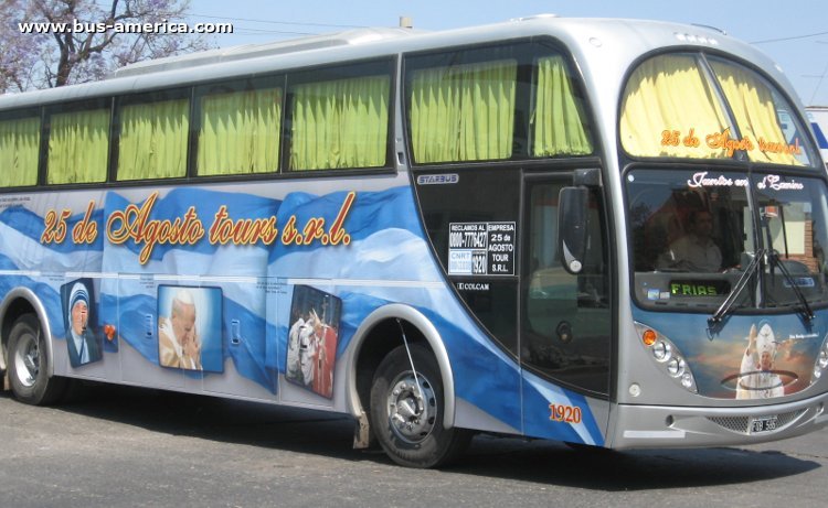 Mercedes-Benz O 500 M - Metalsur Starbus 355 - 25 de Agosto
FQB 586
[url=https://www.bus-america.com/ARcarrocerias/Metalsur/Starbus/MB-O400RSD-Starbus-25Ag1920.htm]https://www.bus-america.com/ARcarrocerias/Metalsur/Starbus/MB-O400RSD-Starbus-25Ag1920.htm[/url]

25 de Agosto, unidad 1920
