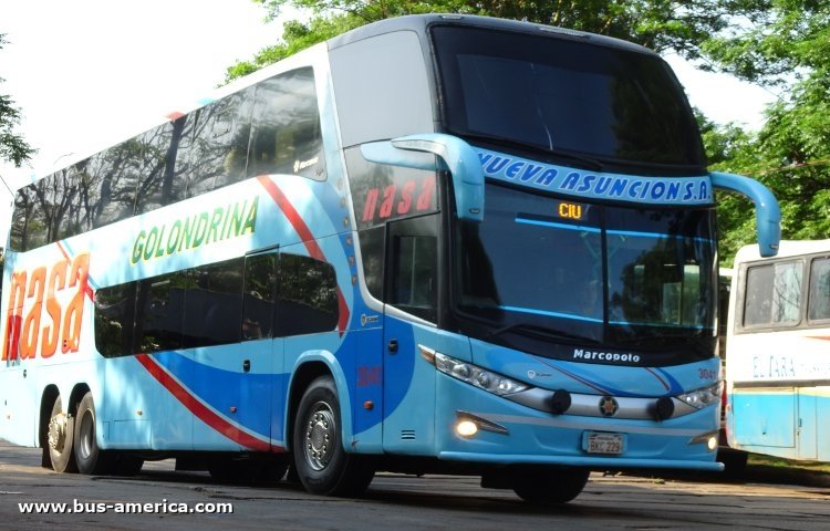 Scania K - Marcopolo G7 Paradiso 1800 DD (en Paraguay) - NASA , Golondrina
BCK 229
[url=https://bus-america.com/galeria/displayimage.php?pid=49857]https://bus-america.com/galeria/displayimage.php?pid=49857[/url]

NASA - Golondrina, interno 3041
