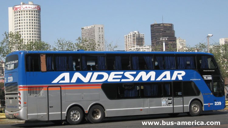 Volvo B 12 R - Busscar Panoramico DD (en Argentina) - Andesmar
Andesmar, interno 239

Unidad 70.000 carrozada por Busscar
