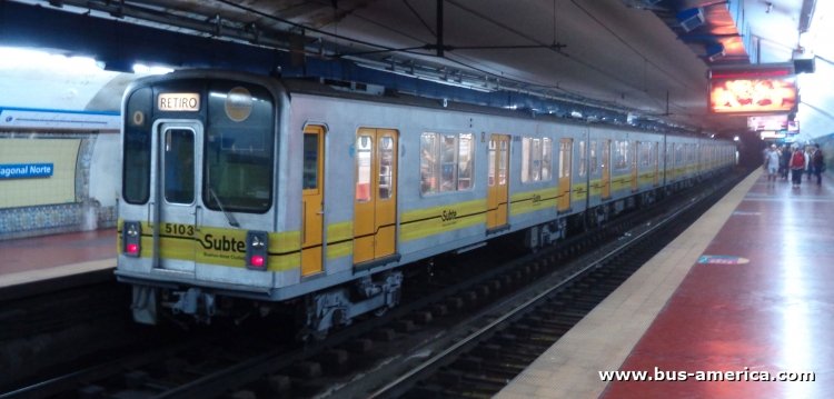 Hitachi Nippopn Shapiro Nagoya 5000 (en Argentina) - Metrovías / S.B.A
Línea C (Buenos Aires), coche 5103
