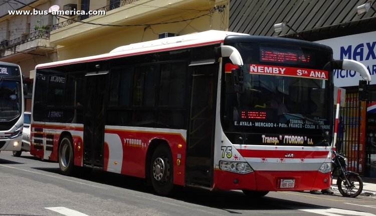 JAC HK6105G (en Paraguay) - Ytororo
HBR600
[url=https://galeria.bus-america.com/displayimage.php?pid=46173]https://galeria.bus-america.com/displayimage.php?pid=46173[/url]

Línea 88 (Asunción), unidad 75
