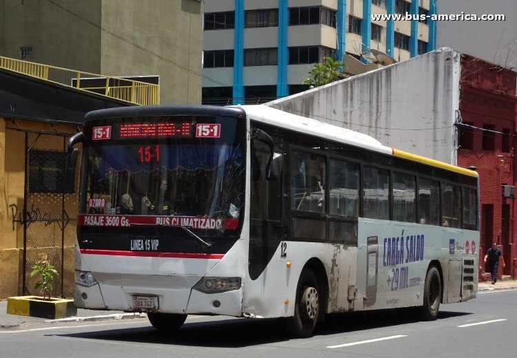 Jac HK6105G (en Paraguay) - Automotores Guaraní
OBX 747

Línea 15-1 (Asunción), unidad 12
