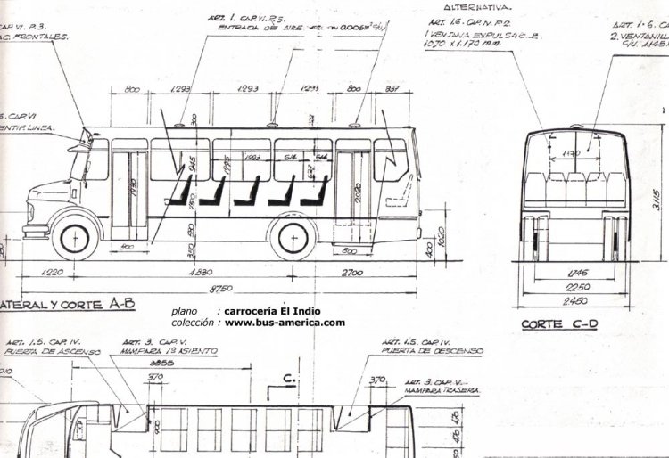 Mercedes-Benz LO 1114 - El Indio Campen 2776
Plano de carrocera El Indio - presentado ante el M.O.S.P. de la Nacin

