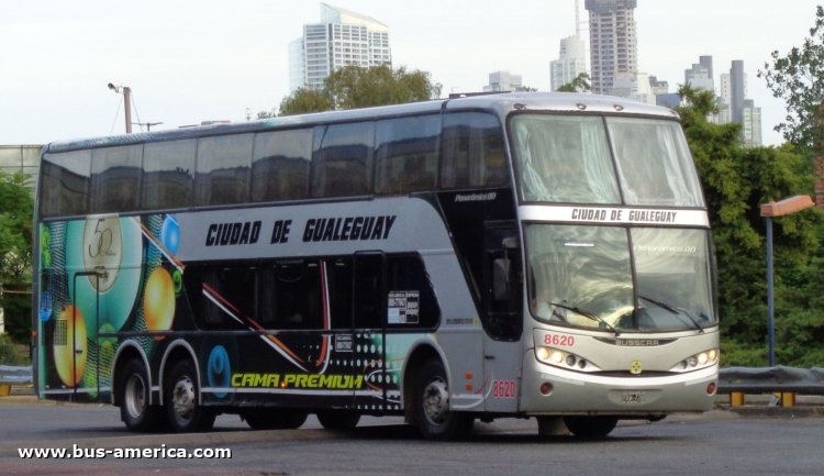 Mercedes-Benz O-400 RSD - Busscar Panoramico DD (en Argentina) - Cdad. de Gualeguay
FKW728
http://galeria.bus-america.com/displayimage.php?pid=42502

Ciudad de Gualeguay, interno 8620
(Ex Flecha Bus, interno 8620)
