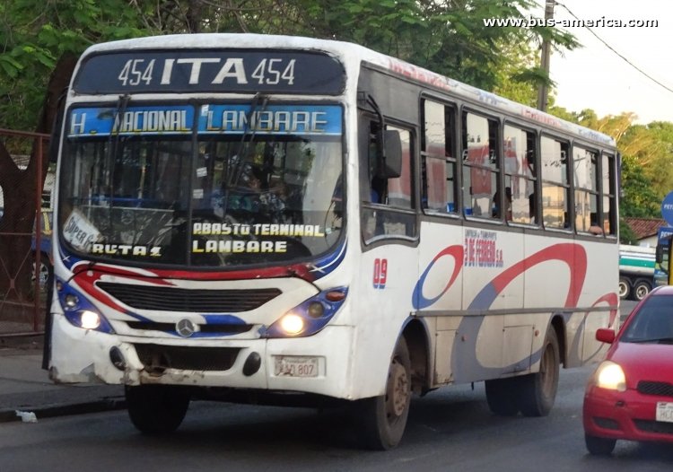 Mercedes-Benz Atego 1217 - San Fernando - 3 de Febrero
KAD 807

Línea 454 (Asunción), unidad 09
