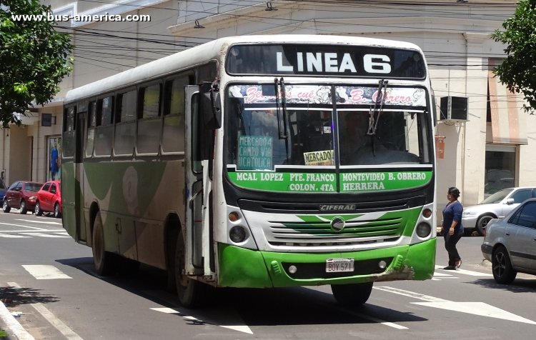 Mercedes-Benz OF 1417 - Ciferal Citmax (en Paraguay) - Po A'Renda
BOV 571

Línea 6 (Asunción), unidad ¿1-?
