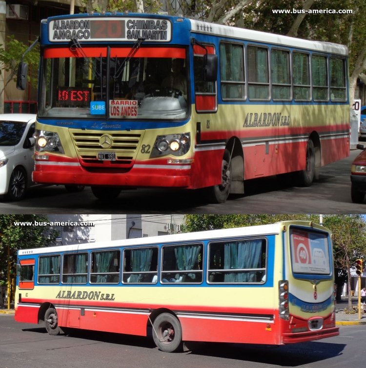 Mercedes-Benz OF 1418 - La Favorita Favorito GR - Albardon
NVI991

Línea 20 Ramal CGT, interno 82
