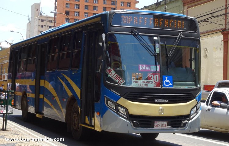 Mercedes-Benz OF 1722 - CAIO Apache Vip (en Paraguay) - Vanguardia
HCF 018

Línea 30 (Asunción), interno 45
