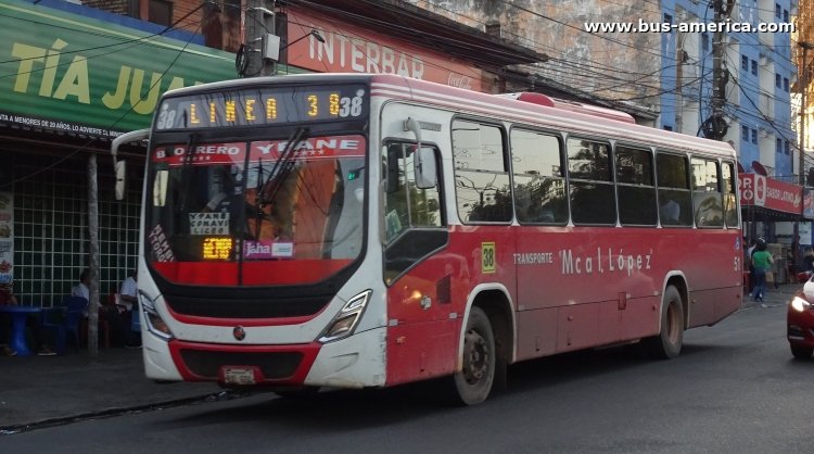 Mercedes-Benz OF 1722 - Marcopolo Novo Torino (en Paraguay) - Mcal. López
BXL 604

Línea 38 (Asunción), unidad 51
