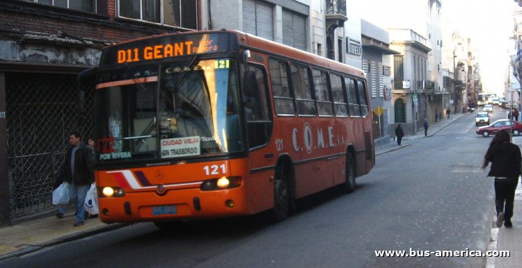 Mercedes-Benz OH - Marcopolo Viale (en Uruguay) - COME
¿STC 1313?

Línea D11 (Montevideo), interno 121

Me asalta la duda si este Marcopolo es de los producidos en Río Cuarto, cosa que dudo
