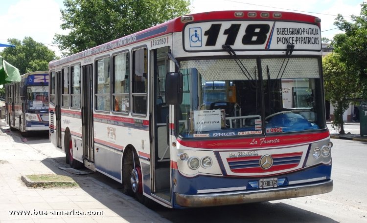 Mercedes-Benz OH 1618 L SB - La Favorita Favorito GR - Bcas. Belgrano / Trenes Argentinos
MOX875

Línea provisoria La Paternal-¿Villa del Parque?, complementaria del servicio ferroviario Línea San Martín (Buenos Aires), cumplida con unidad de
Línea 118 (Buenos Aires), interno 8
