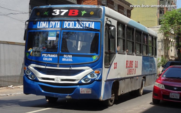 Mercedes-Benz L 1217 frontalizado - Marcopolo Torino GV (reformado en Paraguay) - El Bus
BTL 681

Línea 37B (Asunción), unidad 33
