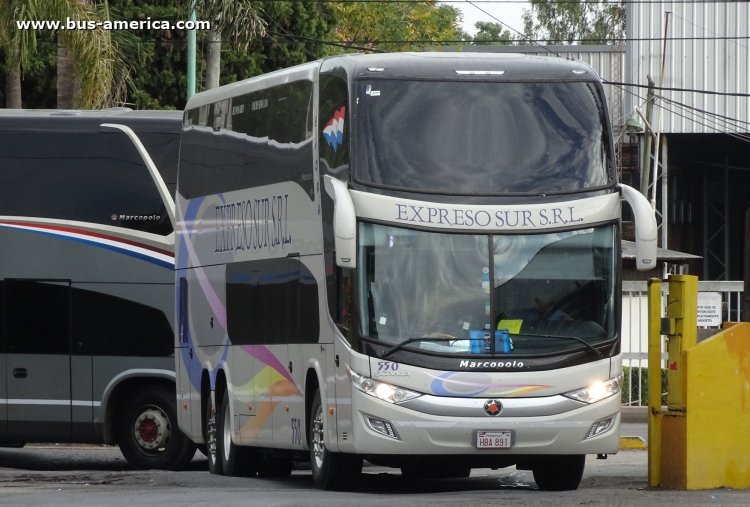 Scania K 360 B - Marcopolo G7 Paradiso 1800 DD (para Paraguay) - Exp. Del Sur
HBA 891
[url=https://galeria.bus-america.com/displayimage.php?pid=45920]https://galeria.bus-america.com/displayimage.php?pid=45920[/url]

Exp. Del Sur, interno 550




Archivo originalmente posteado en abril de 2019
