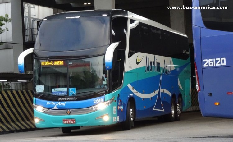 Scania K 380 - Marcopolo G7 Paradiso 1600 LD - Marlim Azul , Aguia Branca
OCW-4877

Marlim Azul, unidad 2019
