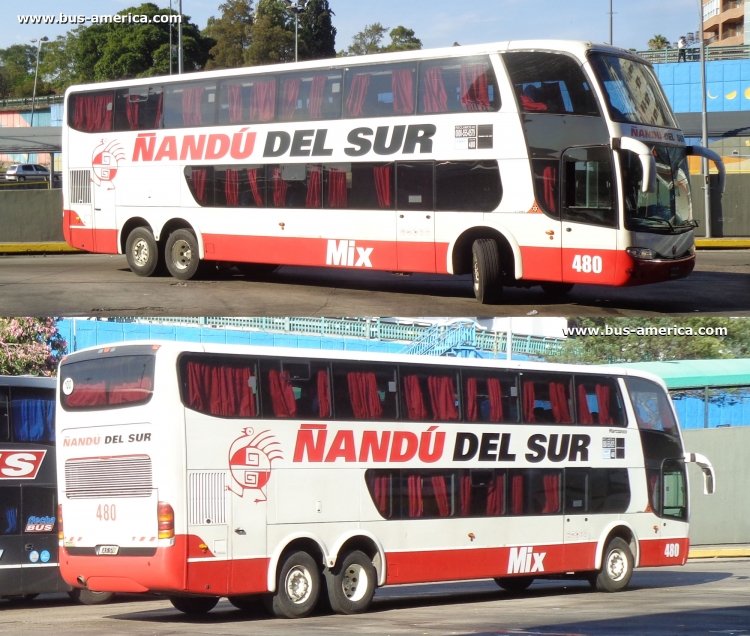 Scania K 380 - Marcopolo Paradiso G6 1800 DD (en Argentina) - Ñandú del Sur
JLS578

Ñandu del Sur, interno 480
