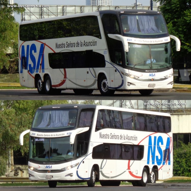 Scania K 380 - Marcopolo Paradiso G7 1800 DD (para Paraguay) - NSA
BGK876
[url=http://galeria.bus-america.com/displayimage.php?pid=15593]http://galeria.bus-america.com/displayimage.php?pid=15593[/url]
[url=http://galeria.bus-america.com/displayimage.php?pid=17186]http://galeria.bus-america.com/displayimage.php?pid=17186[/url]

N.S.A. unidad 820
