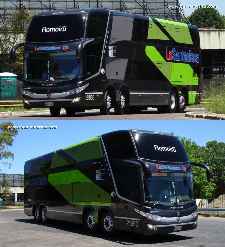 Scania K 410 - Marcopolo Paradiso G7 1800 DD (para Paraguay) - La Santaniana
HBC058

La Santaniana, unidad 21850
