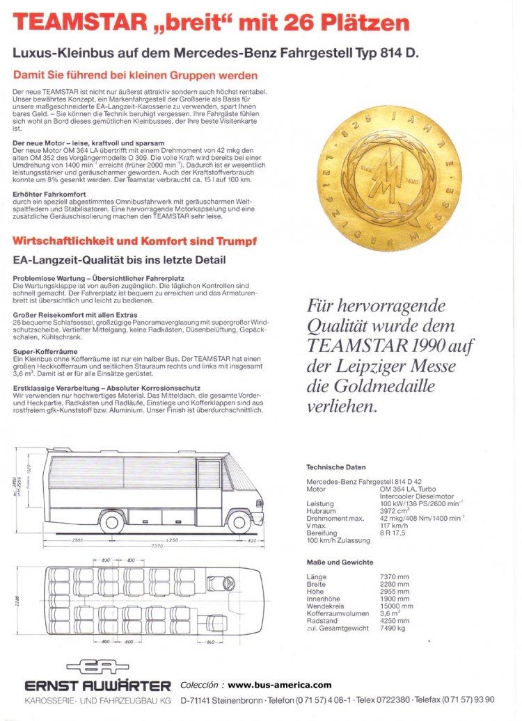 Mercedes-Benz O 814 D - Ernst Auwarter TeamStar
Folleto de carrocería Ernst Auwarter
